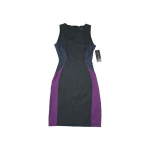 French Connection Dress Women's Size 2 Black Blue Purple‎ Colorblock New Tags